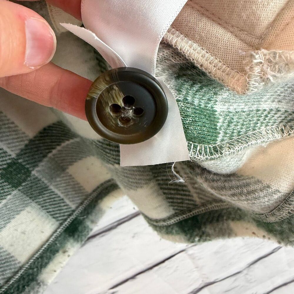 Madewell Plaid Cropped Jacket XS Green Cream Button Front Fall Shacket Coat - Picture 6 of 7